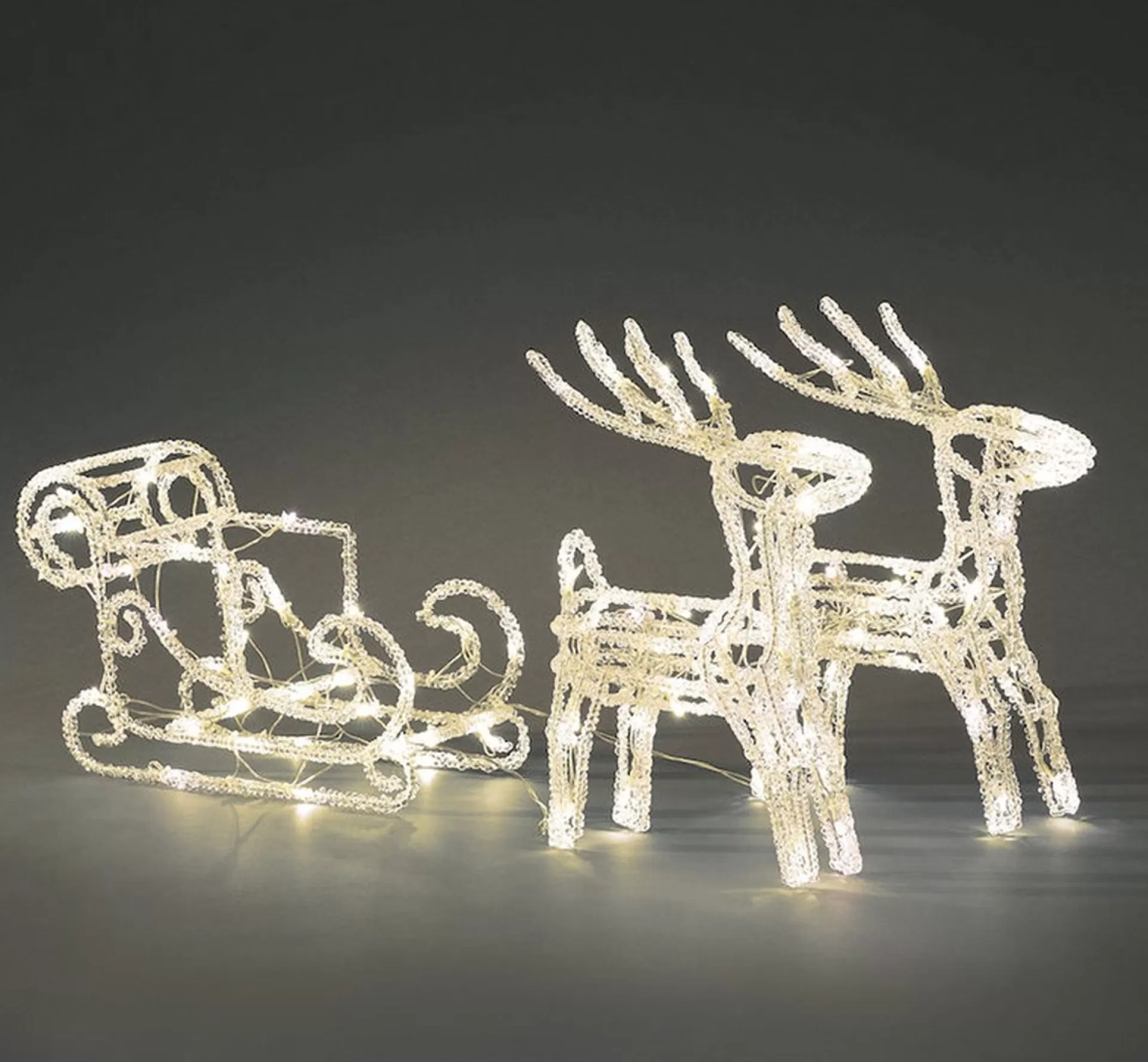 Konst Smide Verlicht Kerstfiguur Voor Buiten - Rendier En Slee - 96 Leds - Warm Wit - 42 Cm Hoog - Kerstverlichting Sale
