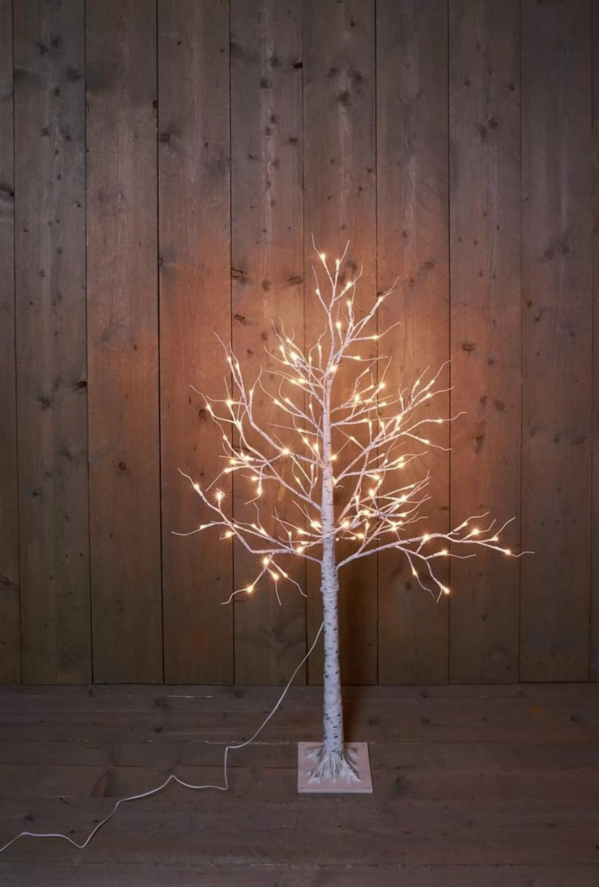 Anna's Collection Verlichte Figuren Witte Lichtboom/Metalen Boom/Berkenboom Met 120 Led Lichtjes 130 Cm - Kerstversiering/Kerstdecoratie Sale