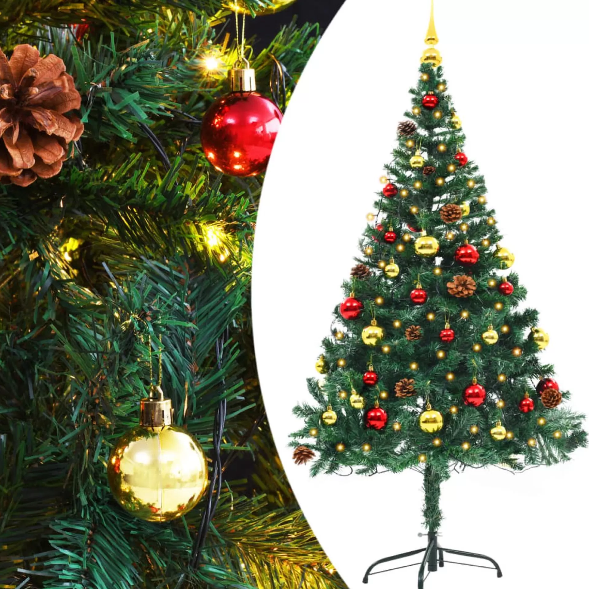 VidaLife Kunstkerstboom Met Kerstballen En Led's 150 Cm Groen Cheap