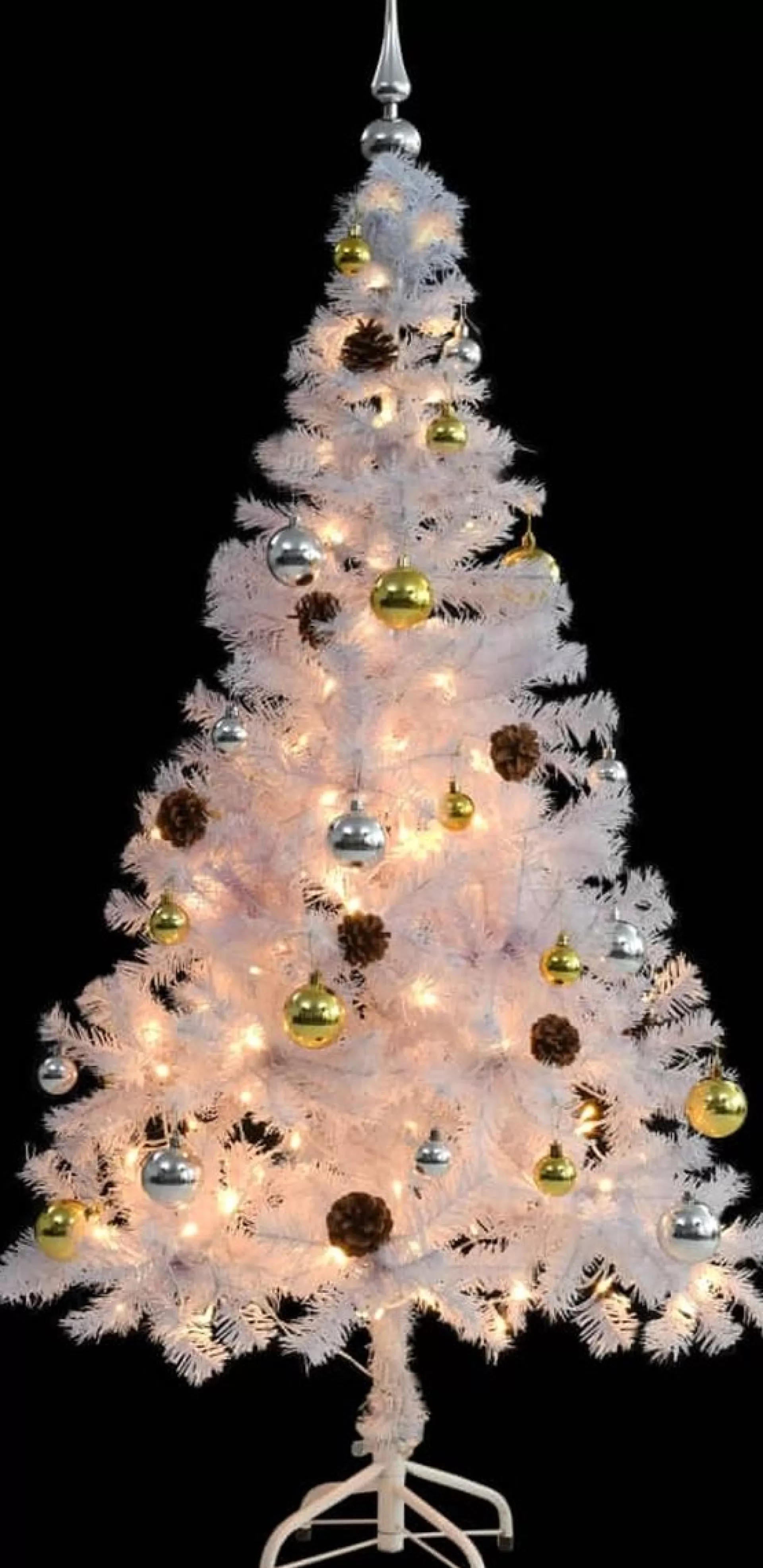 VidaLife Kunstkerstboom Met Kerstballen En Led's 150 Cm Wit New