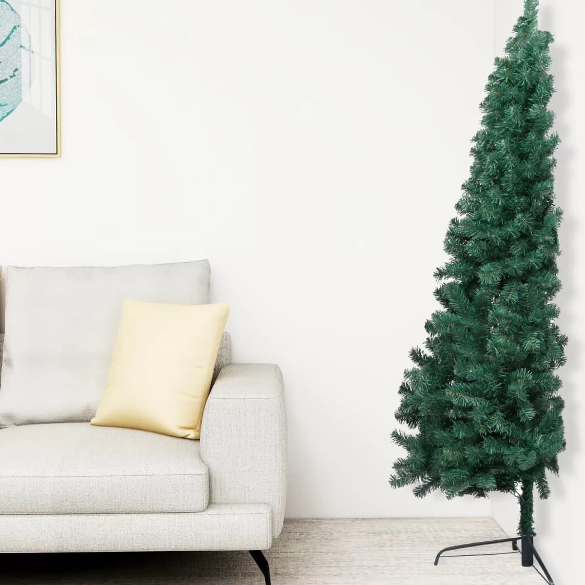 VidaLife Kunstkerstboom Met Led's En Kerstballen Half 120 Cm Groen Cheap
