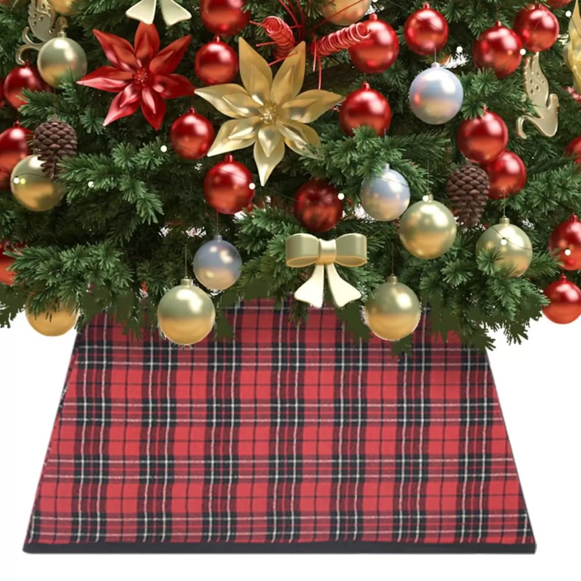 vidaXL Kerstboomrok 48X48X25 Cm Rood En Zwart Shop