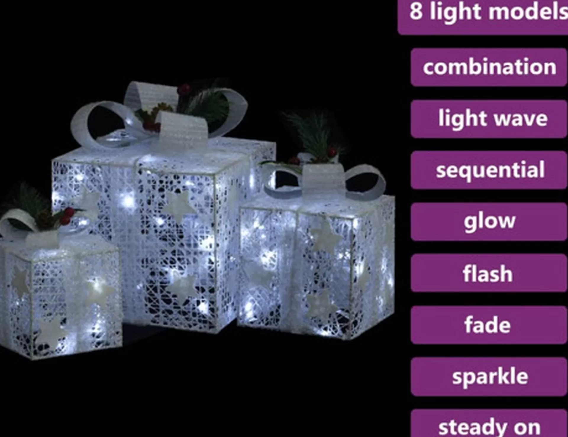 vidaXL Kerstdecoratie Geschenkdozen 3 St Binnen/Buiten Wit Sale