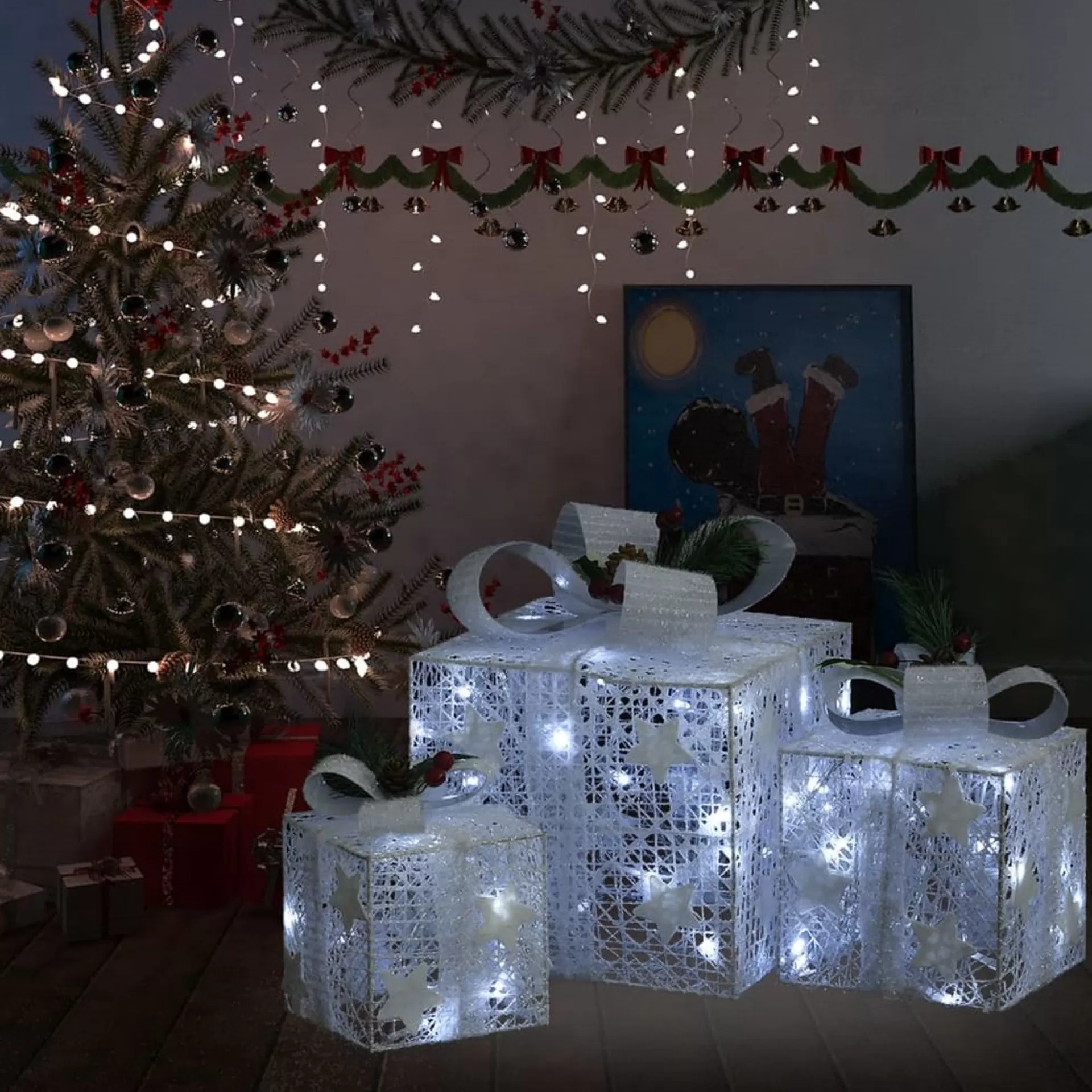 vidaXL Kerstdecoratie Geschenkdozen 3 St Binnen/Buiten Wit Sale