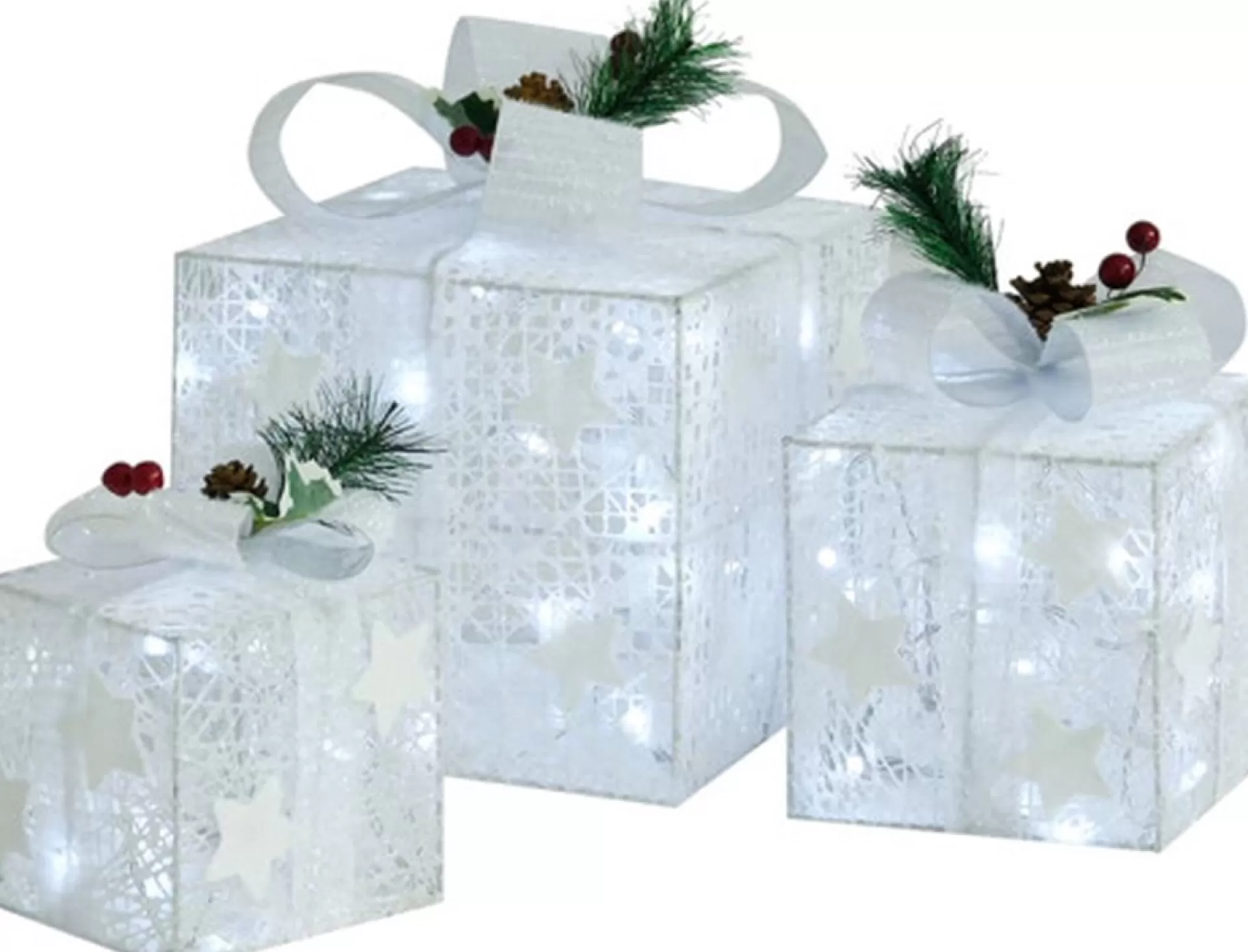 vidaXL Kerstdecoratie Geschenkdozen 3 St Binnen/Buiten Wit Sale