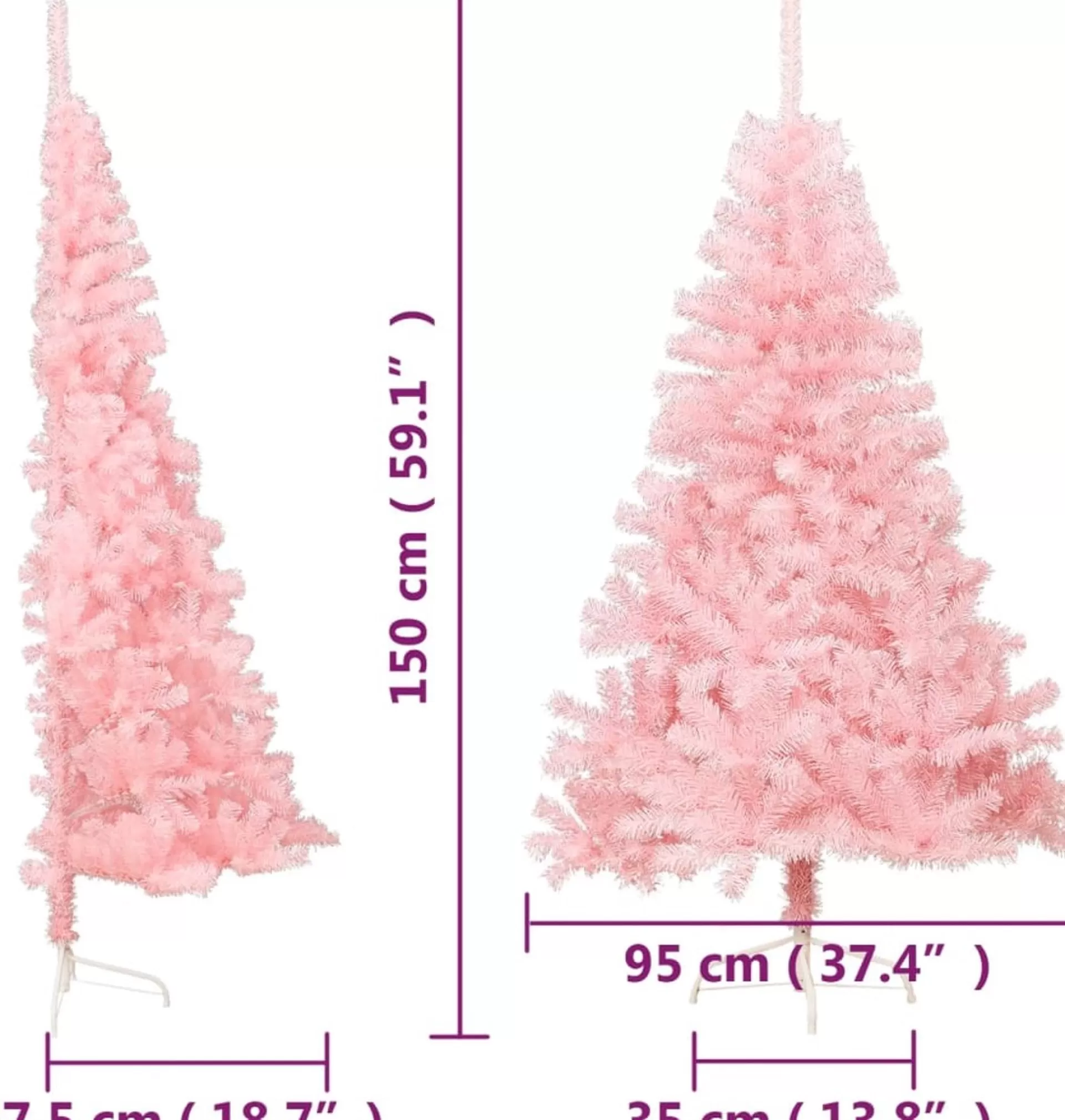 vidaXL Kunstkerstboom Met Standaard Half 150 Cm Pvc Roze Best