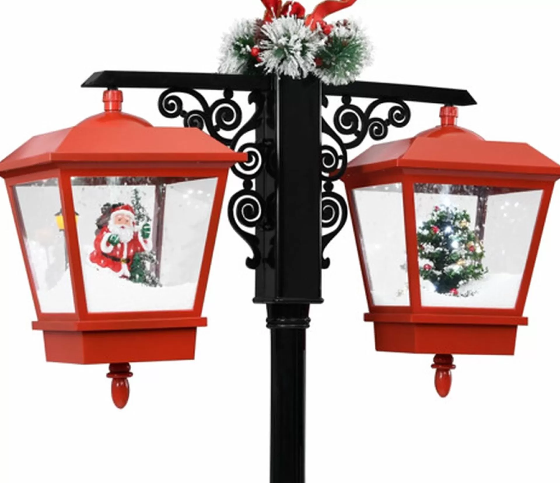 vidaXL Straatlantaarn Met Kerstman 81X40X188 Cm Pvc Zwart En Rood Fashion