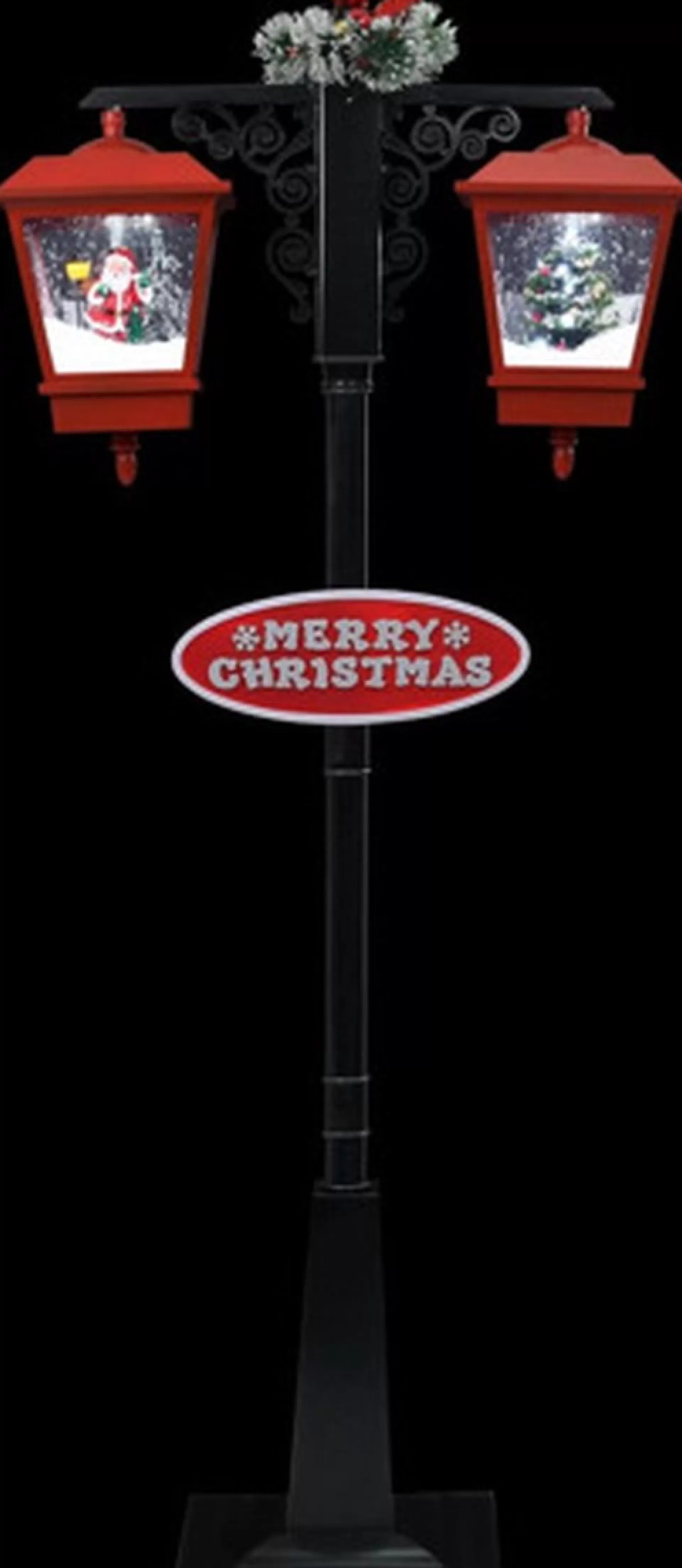 vidaXL Straatlantaarn Met Kerstman 81X40X188 Cm Pvc Zwart En Rood Fashion