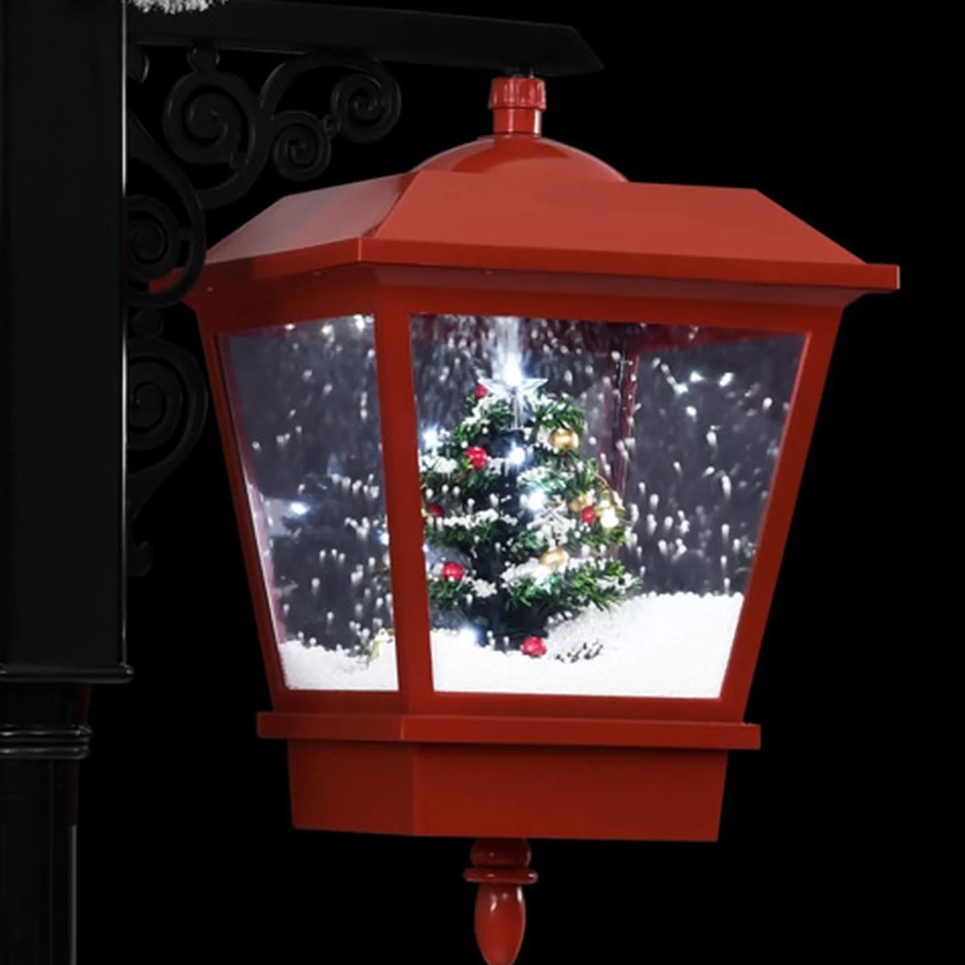 vidaXL Straatlantaarn Met Kerstman 81X40X188 Cm Pvc Zwart En Rood Fashion
