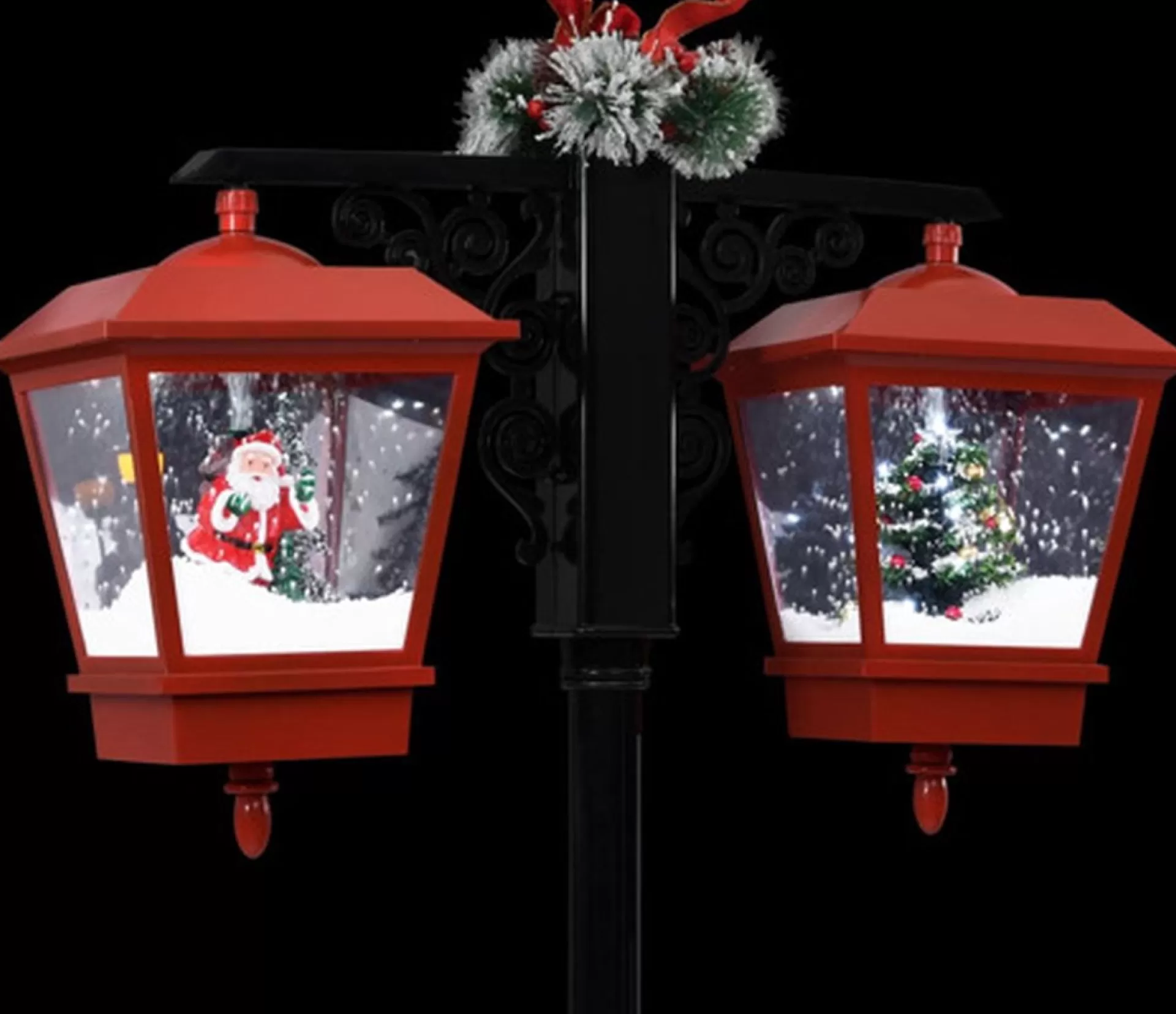 vidaXL Straatlantaarn Met Kerstman 81X40X188 Cm Pvc Zwart En Rood Fashion