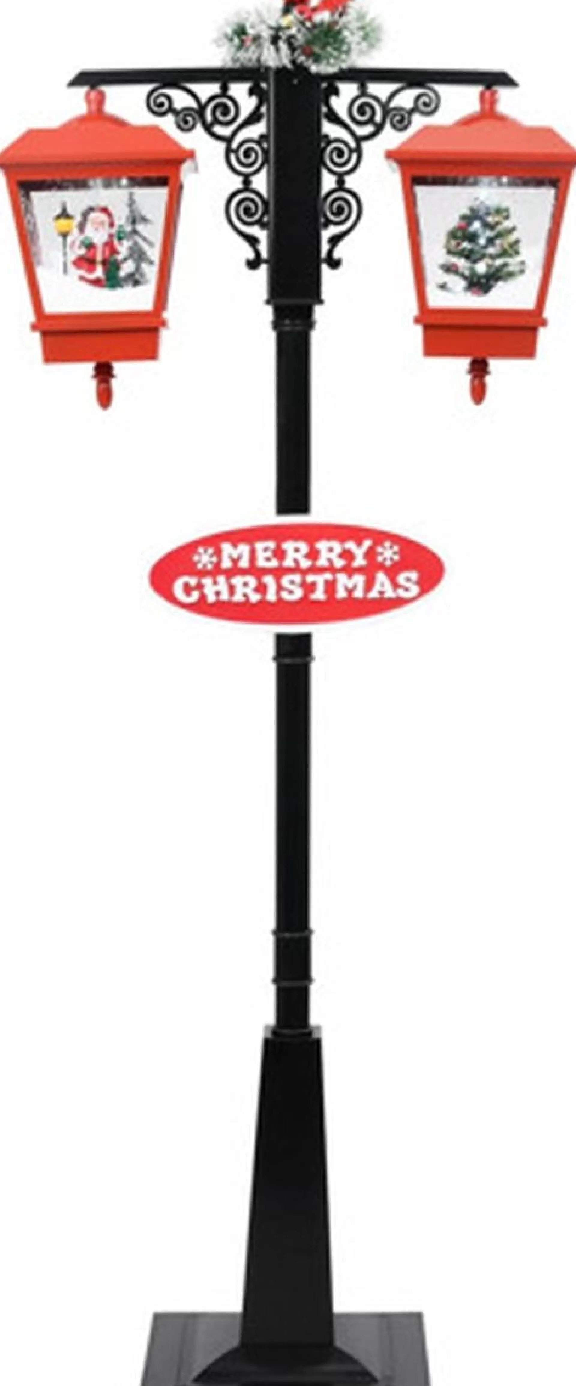 vidaXL Straatlantaarn Met Kerstman 81X40X188 Cm Pvc Zwart En Rood Fashion