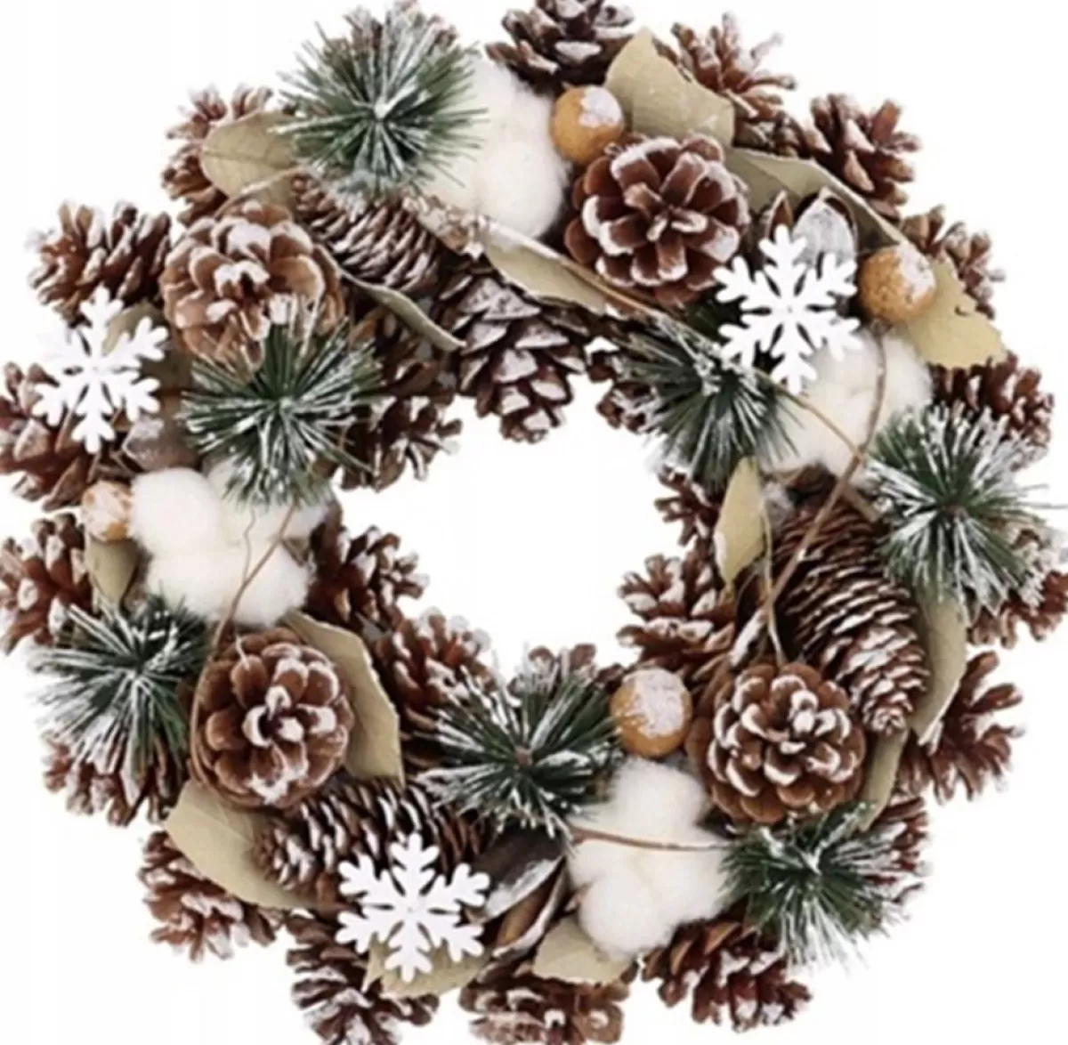 Home Accents Kerstkransen>Witte Kerstkrans - Christmas Wreath 32Cm Natuurlijke Materialen