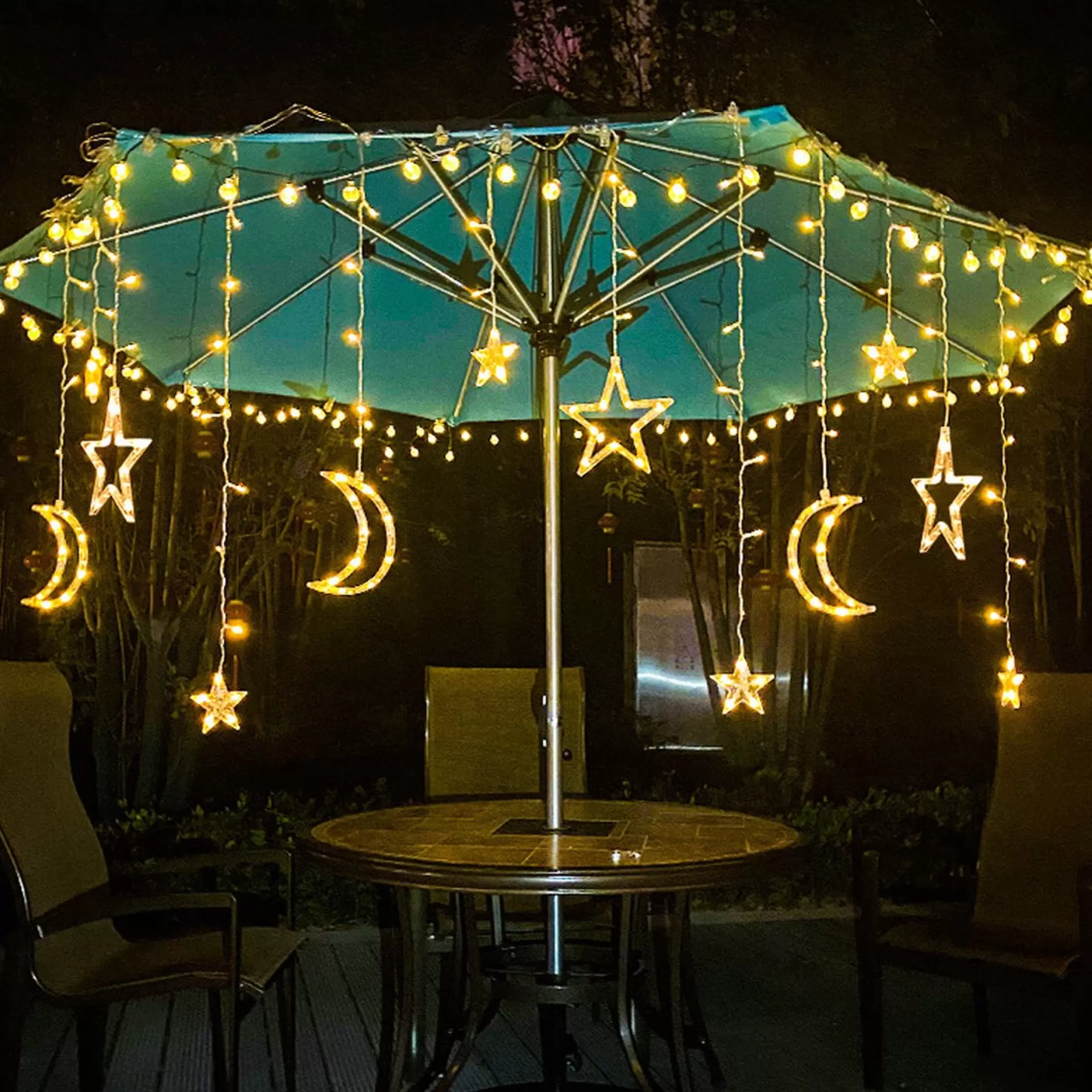 Merkloos Xtraworks Hemel - Lichtketting Met Maan En Versiering -Verlichting Voor Buiten & Binnen- Led Lichtgordijn Met 8 Verlichtingsmodi - Warm Licht Met 1.5M Snoer 220V Online