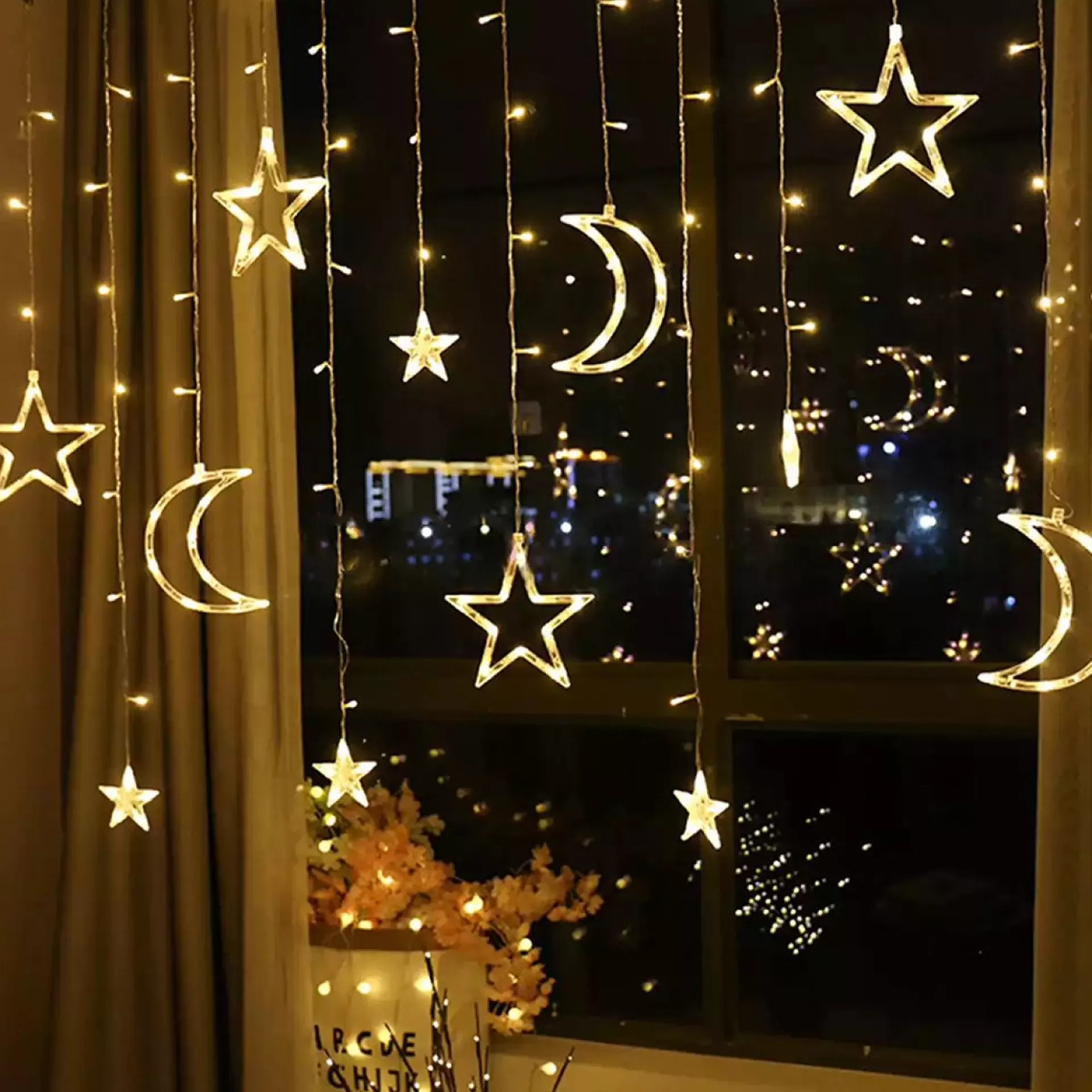 Merkloos Xtraworks Hemel - Lichtketting Met Maan En Versiering -Verlichting Voor Buiten & Binnen- Led Lichtgordijn Met 8 Verlichtingsmodi - Warm Licht Met 1.5M Snoer 220V Online